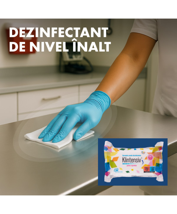 KLINTENSIV  – Servetele umede dezinfectante pentru suprafete, 80 buc.