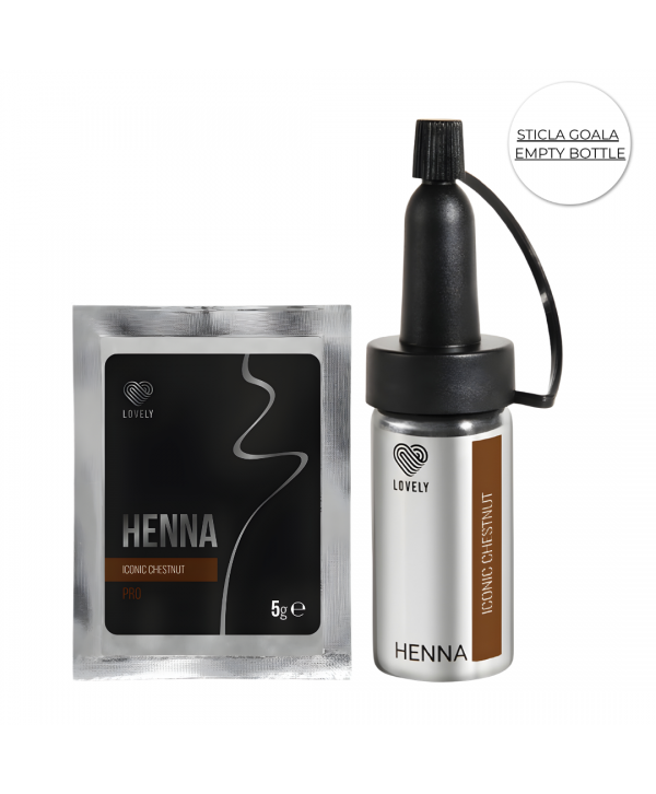 Lovely Set Vopsea Sprancene Henna Pro plic 5g + Sticla cu Capac Dozator "Iconic Cestnut" 